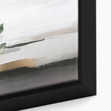 Close-up of a framed canvas wall art featuring an abstract design with colorful strokes and lines, showcasing modern artistic flair.