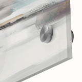 Close-up of an abstract wall art piece showcasing vibrant strokes and lines in a mix of blue, orange, and yellow hues, perfect for modern decor.