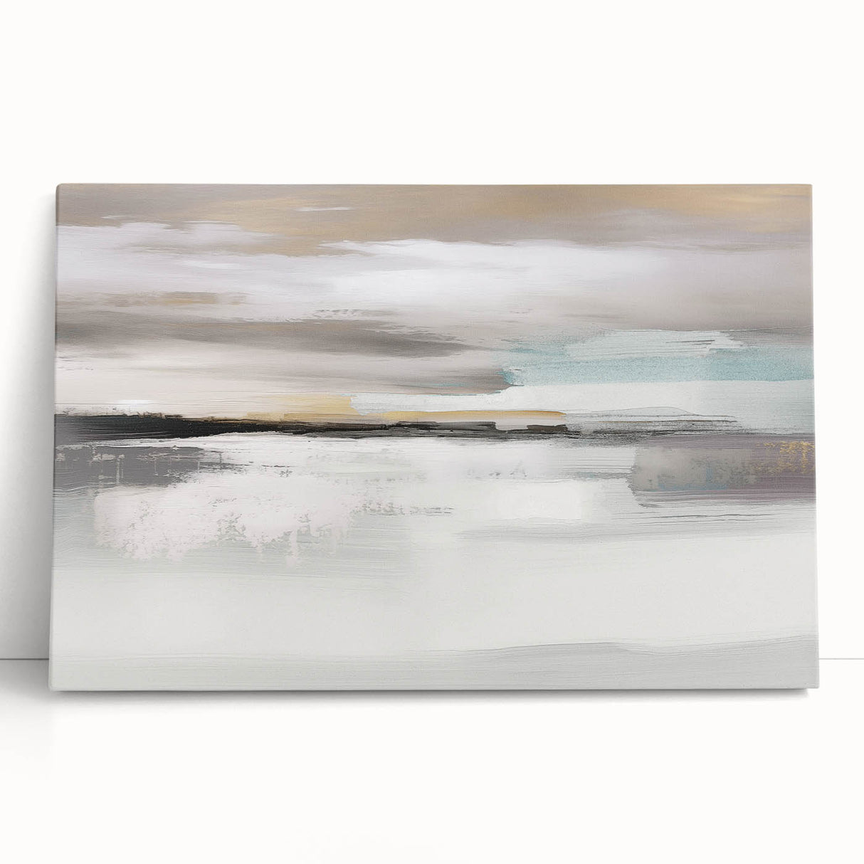 Abstract wall art featuring vibrant strokes and lines in shades of blue, orange, and yellow, designed for modern home decor. Perfect for adding a pop of color to any room.
