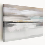 Stretched canvas wall art showcasing an abstract design of colorful strokes and lines, perfect for modern home decor, displayed from a side view.