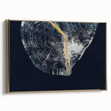 Framed wall art featuring an abstract design with gold strokes and lines, showcasing a modern aesthetic. Ideal for enhancing contemporary home decor.