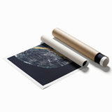 Abstract wall art print showcasing dynamic strokes and lines in vibrant colors, designed to enhance modern interiors, rolled and ready for framing.