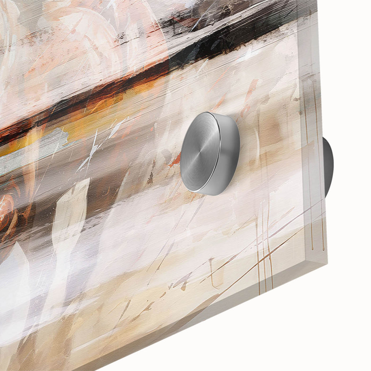 Abstract wall art close-up showcasing colorful strokes and lines in vibrant hues, perfect for modern decor, adding depth and energy to any space.