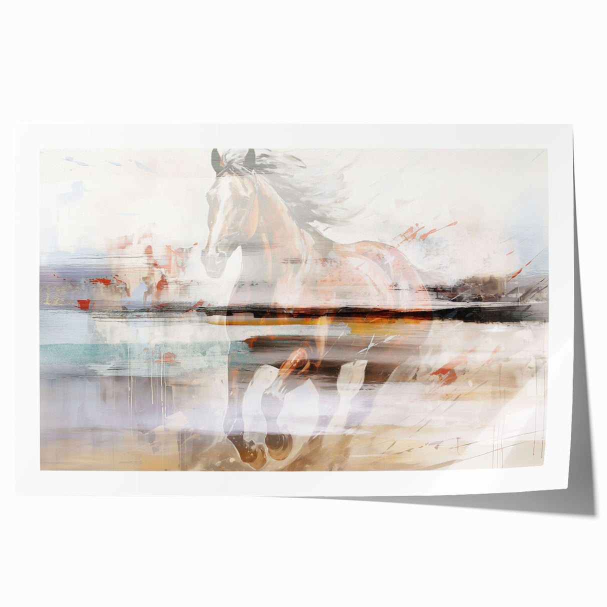 Abstract strokes and lines in vibrant colors create a striking wall art design, ideal for modern decor. Rolled print for easy framing.