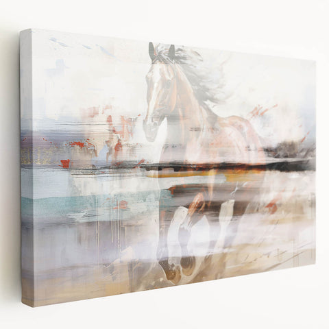 Abstract wall art canvas showcasing colorful strokes and lines in a modern design, featuring a side view that highlights the depth and texture of the stretched canvas.