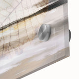 Close-up of an abstract wall art piece featuring colorful strokes and lines on acrylic glass, emphasizing vibrant hues and modern design.