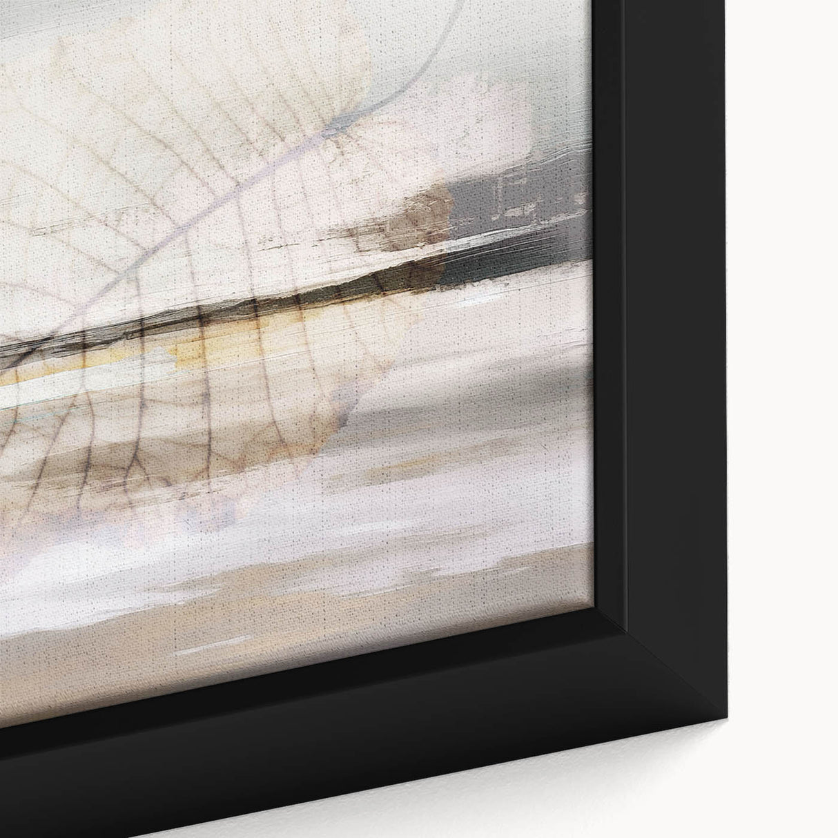 Close-up of abstract strokes and lines design on framed canvas wall art, showcasing vibrant colors and intricate textures perfect for modern decor.