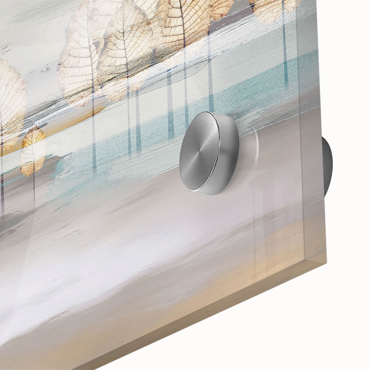 Close-up of abstract strokes and lines design in vibrant colors on acrylic glass wall art, showcasing fluid patterns and artistic texture.