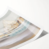 Abstract wall art print showcasing vibrant strokes and lines in shades of blue, orange, and yellow, perfect for modern home decor.