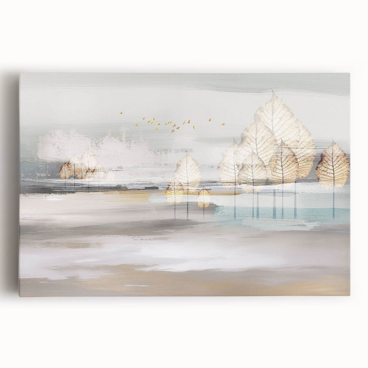 Colorful abstract strokes and lines art print on stretched canvas, showcasing vibrant hues and dynamic shapes, perfect for modern decor.