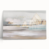 Abstract wall art featuring colorful strokes and lines on stretched canvas, leaning against a neutral wall, adding a modern touch to interior decor.