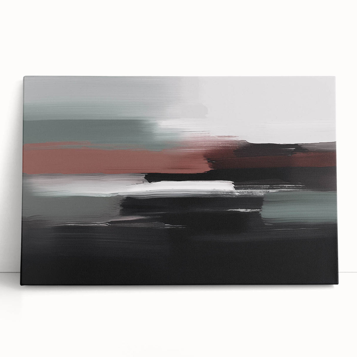 Abstract wall art print showcasing vibrant strokes and lines in bold colors, stretched on canvas, perfect for modern home decor.