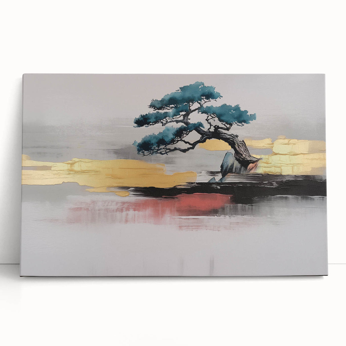 Abstract strokes and lines art print on stretched canvas, showcasing vibrant colors and dynamic shapes, perfect for modern home decor.