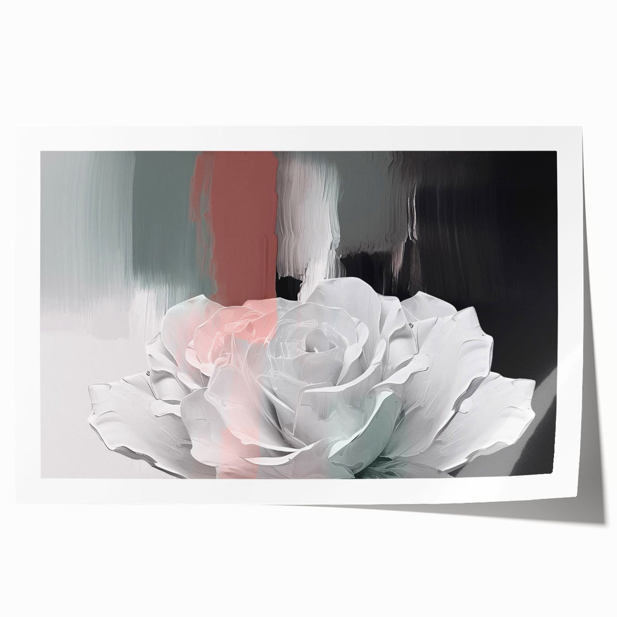 Abstract wall art print showcasing dynamic strokes and lines in vibrant colors, perfect for modern home decor or office spaces.