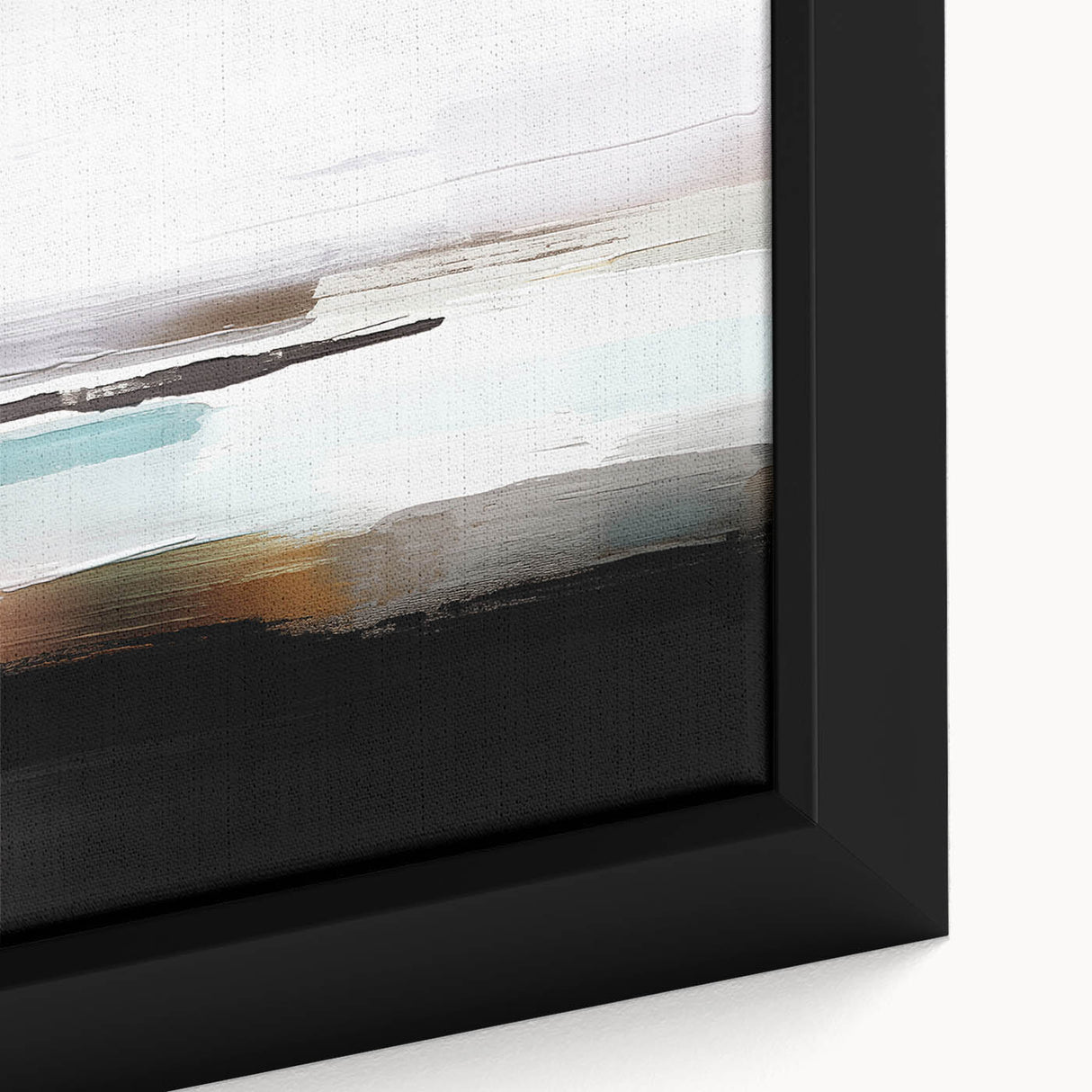 Close-up of abstract strokes and lines design on framed canvas wall art, showcasing vibrant colors and dynamic patterns for modern decor.