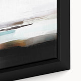 Close-up of abstract strokes and lines design on framed canvas wall art, showcasing vibrant colors and dynamic patterns for modern decor.