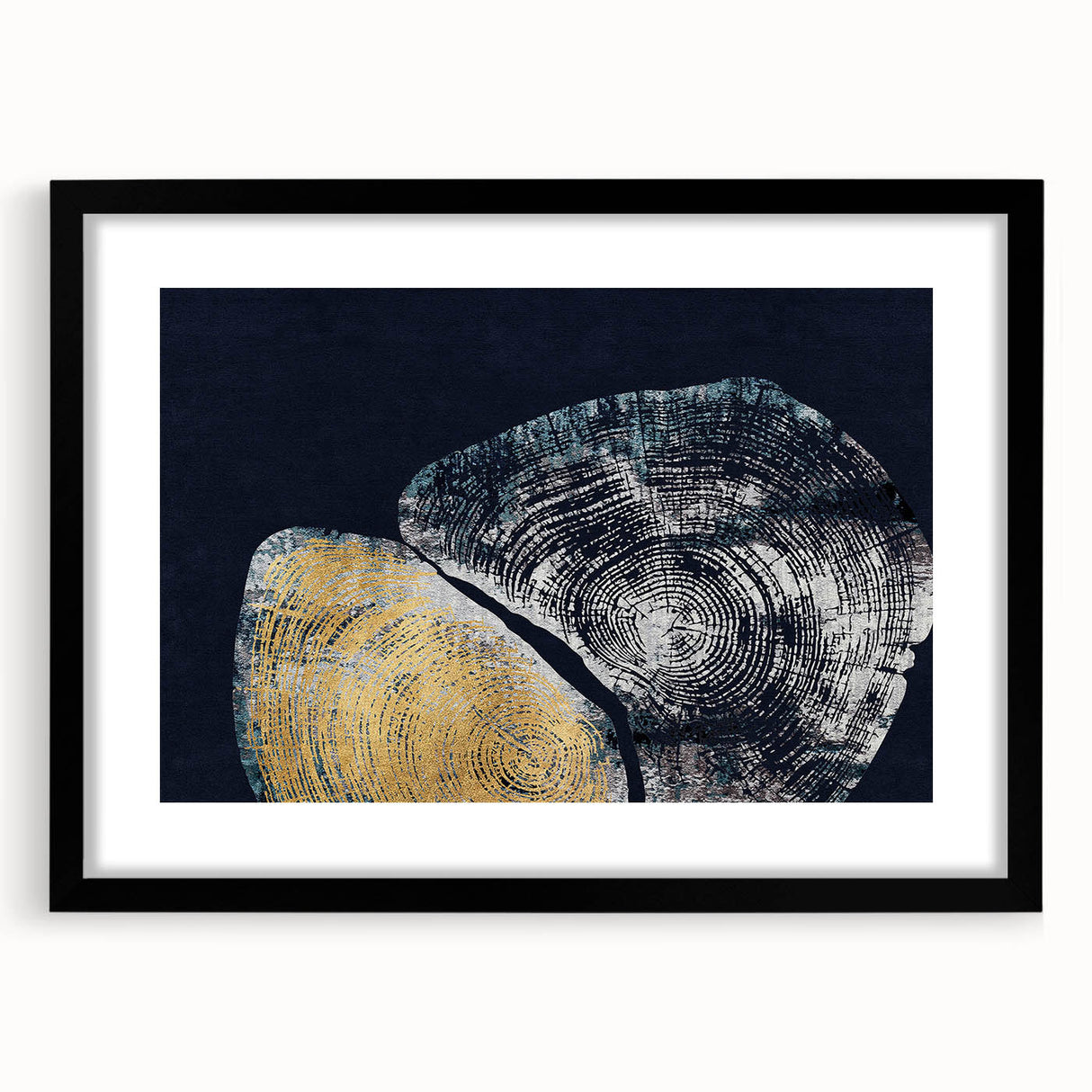 Abstract wall art featuring colorful strokes and lines, framed in black with a mat, showcasing a modern design ideal for contemporary home decor.