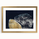 Abstract wall art featuring dynamic strokes and lines in a modern design, framed with a gold mat, ideal for contemporary decor. Perfect for adding a stylish touch to living spaces.