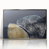 Framed wall art featuring an abstract design of colorful strokes and lines in silver tones, perfect for modern home decor, enhancing any living space's aesthetic.