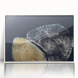 Framed acrylic wall art showcasing a modern abstract design with colorful strokes and lines, displayed against a white background, perfect for contemporary decor.