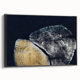 Framed wall art featuring an abstract design with colorful strokes and lines on a textured canvas, showcasing a modern aesthetic with a sleek black frame.
