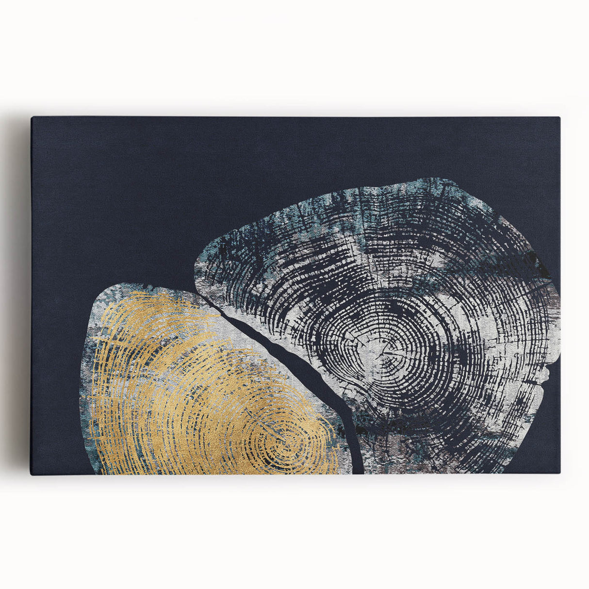 Abstract wall art featuring vibrant strokes and lines in shades of blue, orange, and yellow on stretched canvas, ideal for modern home decor. Perfect for adding a contemporary touch to any living space.