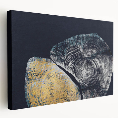 Abstract canvas wall art showcasing an intricate design of multicolored strokes and lines, stretched for display with a sleek side view, perfect for modern decor.