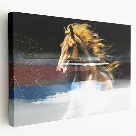 Stretched canvas wall art showcasing an abstract design of colorful strokes and lines, perfect for modern decor.