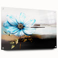 Abstract wall art design featuring colorful strokes and lines on acrylic glass, elegantly displayed with pins, perfect for modern decor.