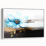 Framed wall art showcasing an abstract strokes and lines design in soft pastel colors, elegantly displayed from a side view against a white background.