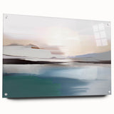 Abstract wall art print showcasing vibrant strokes and lines in a modern design, displayed in a sleek acrylic frame with side view and mounting pins.