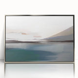 Framed abstract wall art featuring dynamic strokes and lines in silver and white hues, perfect for modern home decor with a sleek design.
