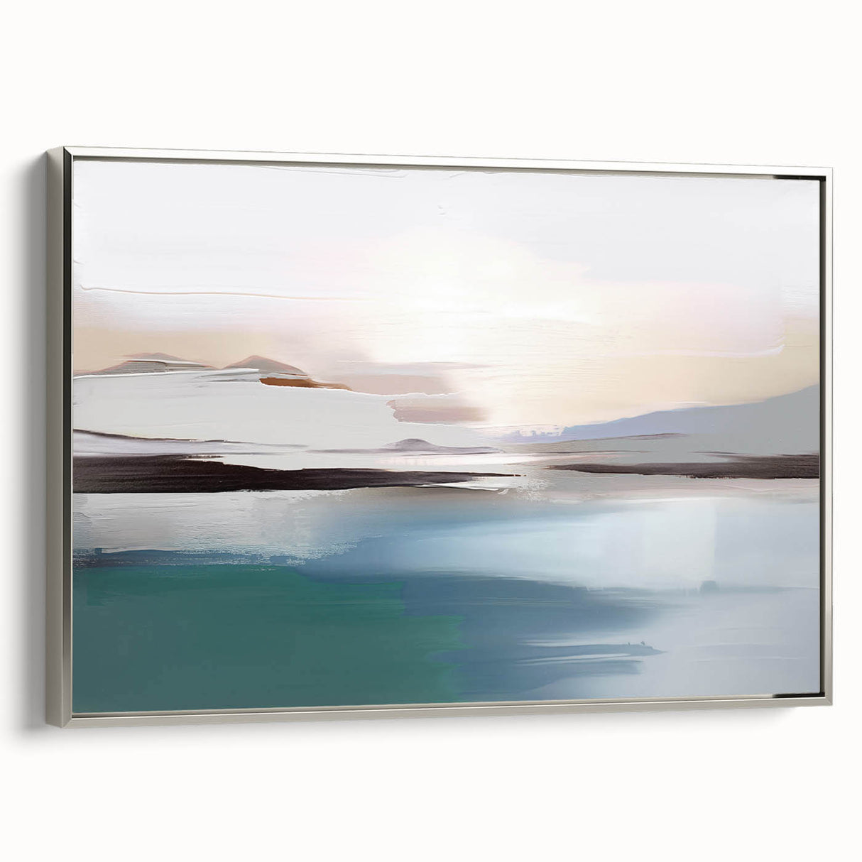 Framed canvas wall art showcasing an abstract design of colorful strokes and lines in silver frame, adding modern elegance to any space.