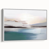 Framed wall art showcasing an abstract design with colorful strokes and lines on a white background, emphasizing modern decor aesthetics.