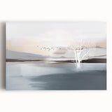 Abstract wall art canvas featuring vibrant strokes and lines in blue, orange, and yellow hues, perfect for modern home decor and artistic expression.