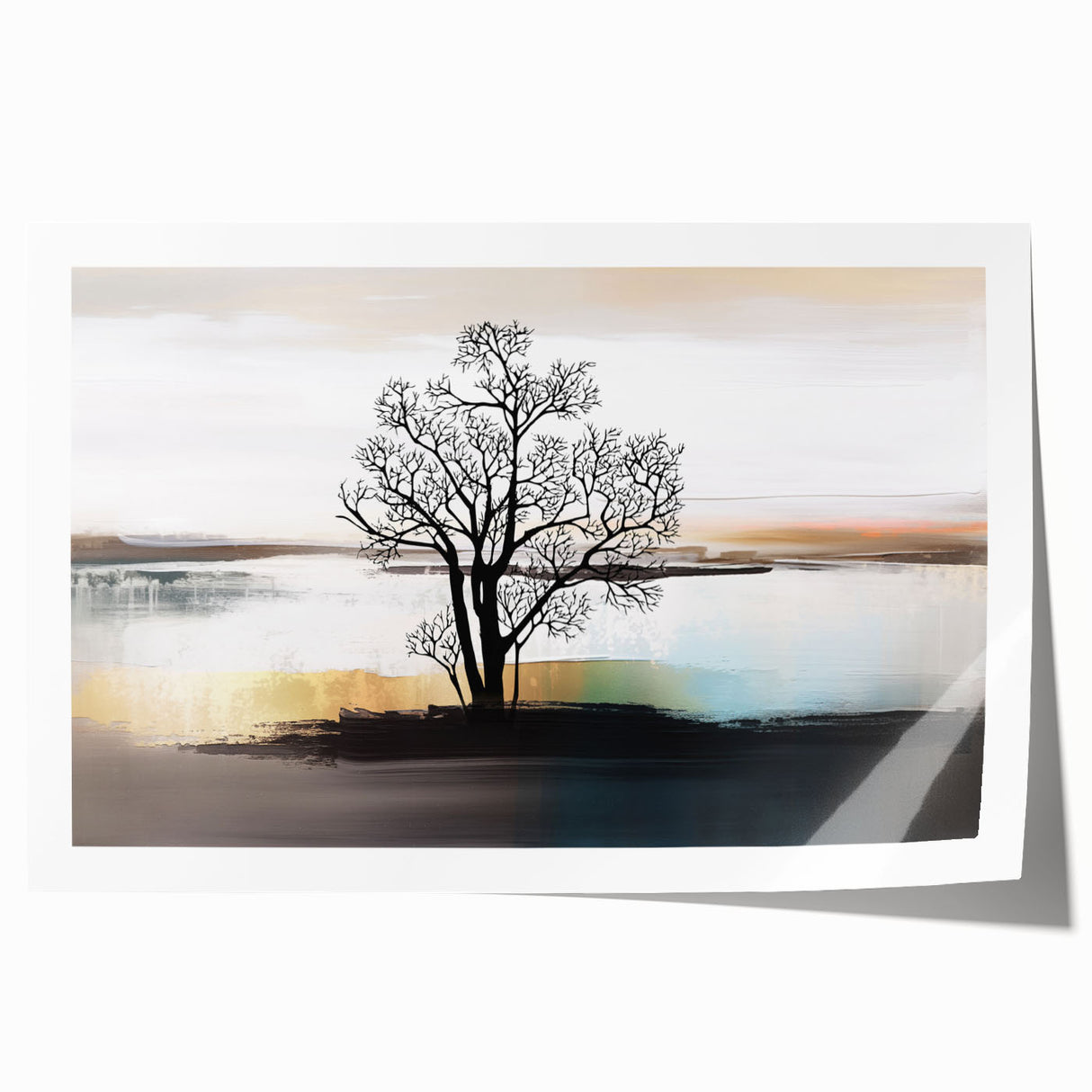 Abstract wall art print showcasing vibrant strokes and lines in bold colors, ideal for modern home decor or office spaces.
