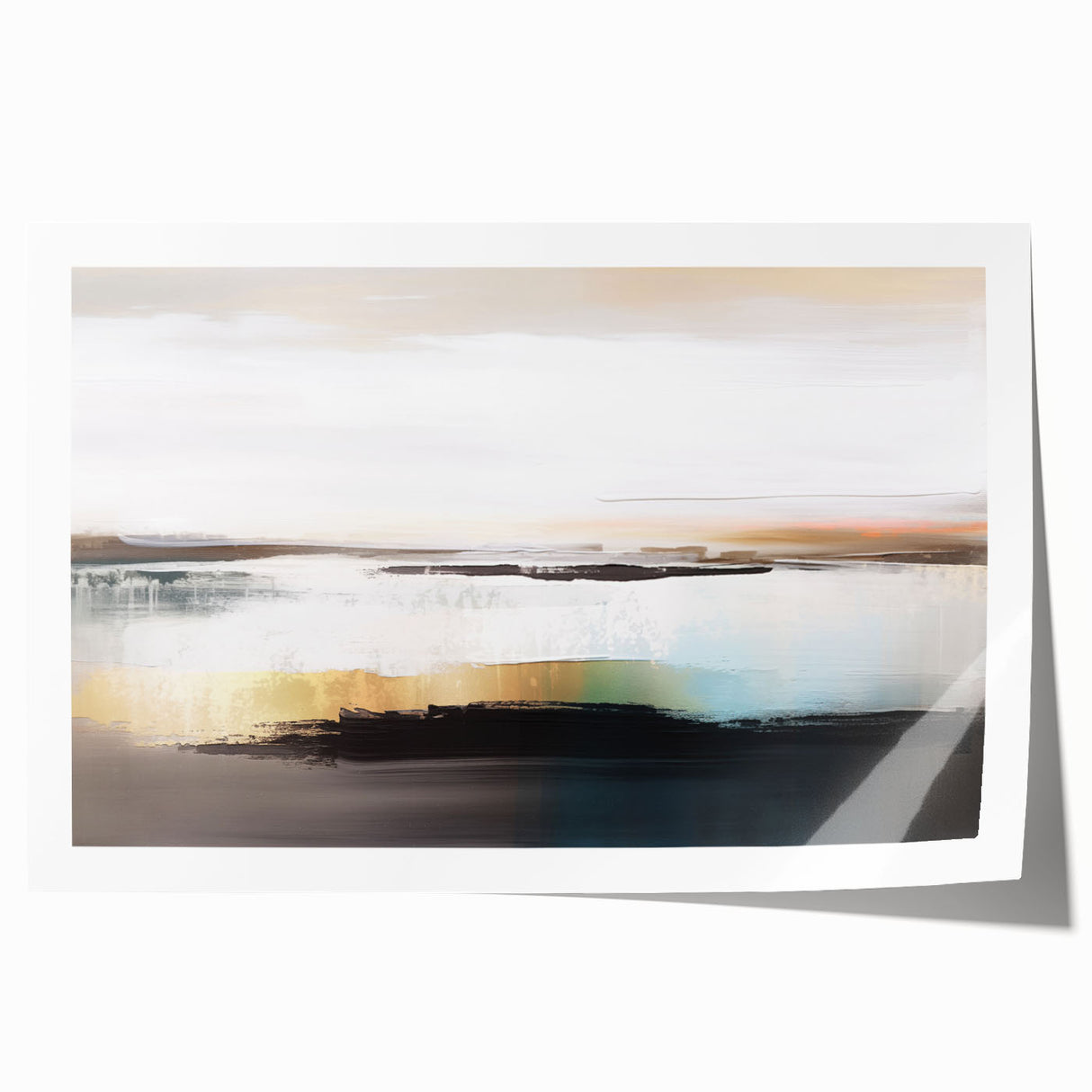 Abstract wall art featuring colorful strokes and lines in a dynamic design, ideal for modern decor, showcasing vibrant hues of blue, orange, and yellow.
