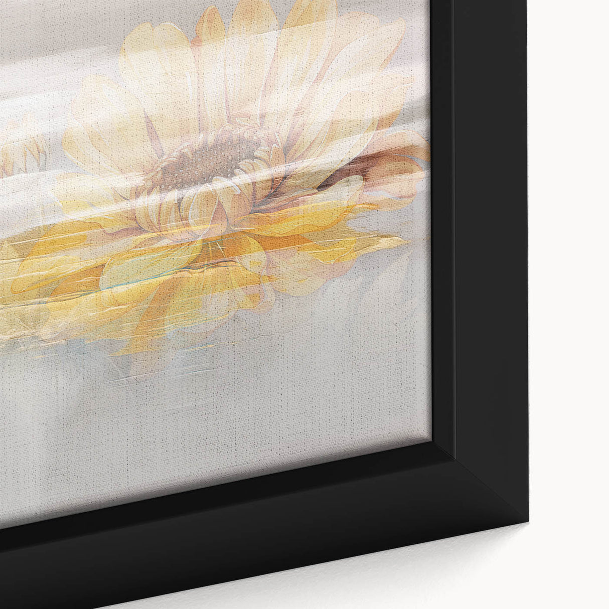 Framed abstract wall art featuring vibrant strokes and lines in shades of blue, orange, and green, ideal for modern home decor.