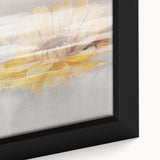 Framed abstract wall art featuring vibrant strokes and lines in shades of blue, orange, and green, ideal for modern home decor.