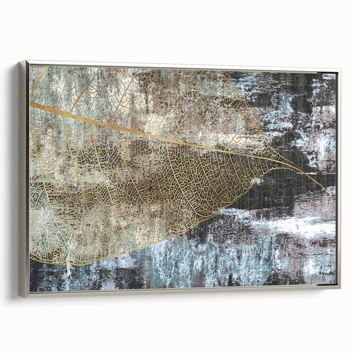 Framed canvas wall art showcasing an abstract design of strokes and lines in silver tones, perfect for modern decor. Ideal for enhancing living spaces with elegance and style.