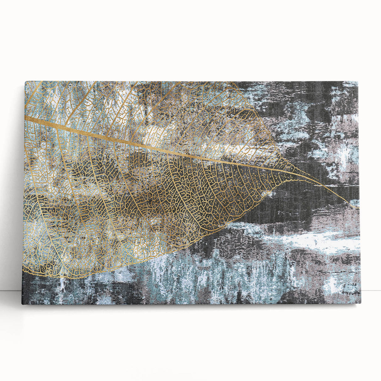 Abstract wall art featuring vibrant strokes and lines in hues of blue, orange, and yellow on a stretched canvas. Ideal for modern home decor, adding a lively touch to any room.