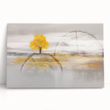 Abstract wall art design showcasing vibrant strokes and lines in shades of blue, orange, and yellow, perfect for modern interior decor.