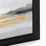 Close-up of an abstract canvas wall art piece showcasing vibrant strokes and lines in a modern design, framed for elegant display.