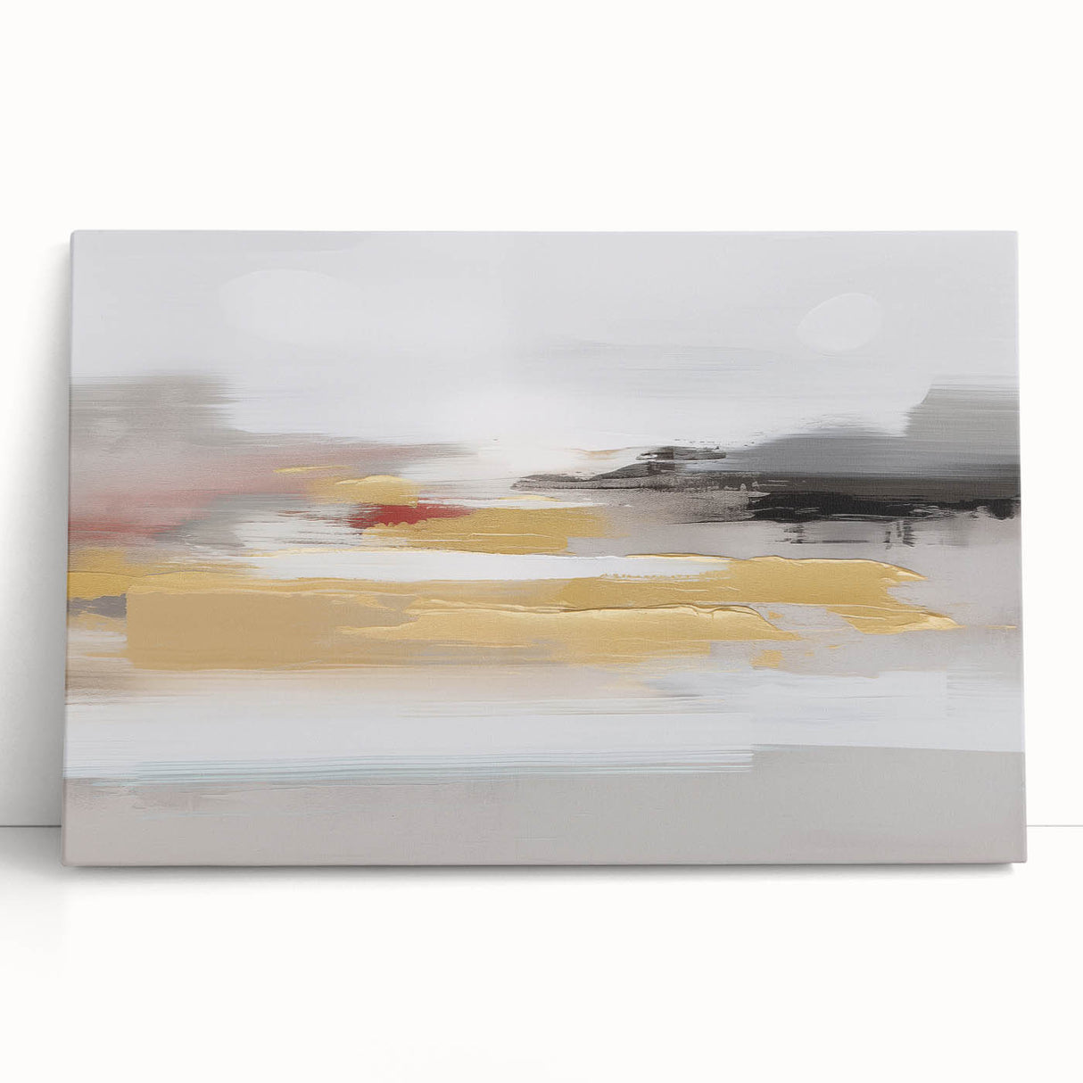 Abstract wall art featuring colorful strokes and lines on stretched canvas, showcasing vibrant hues of blue, pink, and yellow for modern decor.