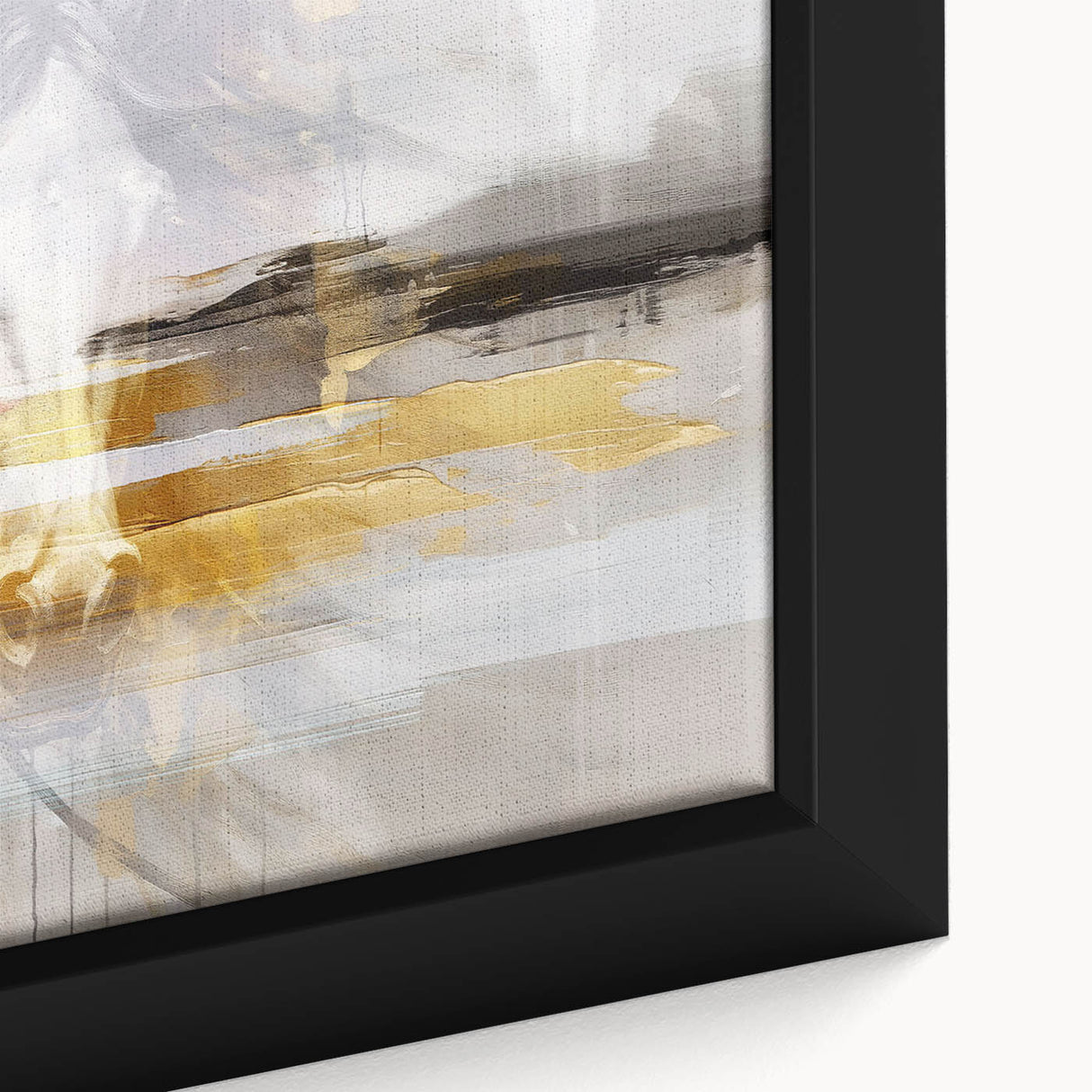 Close-up of abstract strokes and lines design in a framed canvas wall art piece, showcasing vibrant colors and modern artistry.