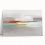 Abstract strokes and lines in vibrant colors create a modern wall art design on stretched canvas, perfect for contemporary home decor.