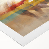 Abstract wall art featuring colorful strokes and lines on a rolled canvas, perfect for modern decor, showcasing vibrant hues and dynamic patterns.
