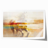 Abstract wall art print showcasing vibrant strokes and lines in shades of blue, orange, and yellow, perfect for modern home decor.