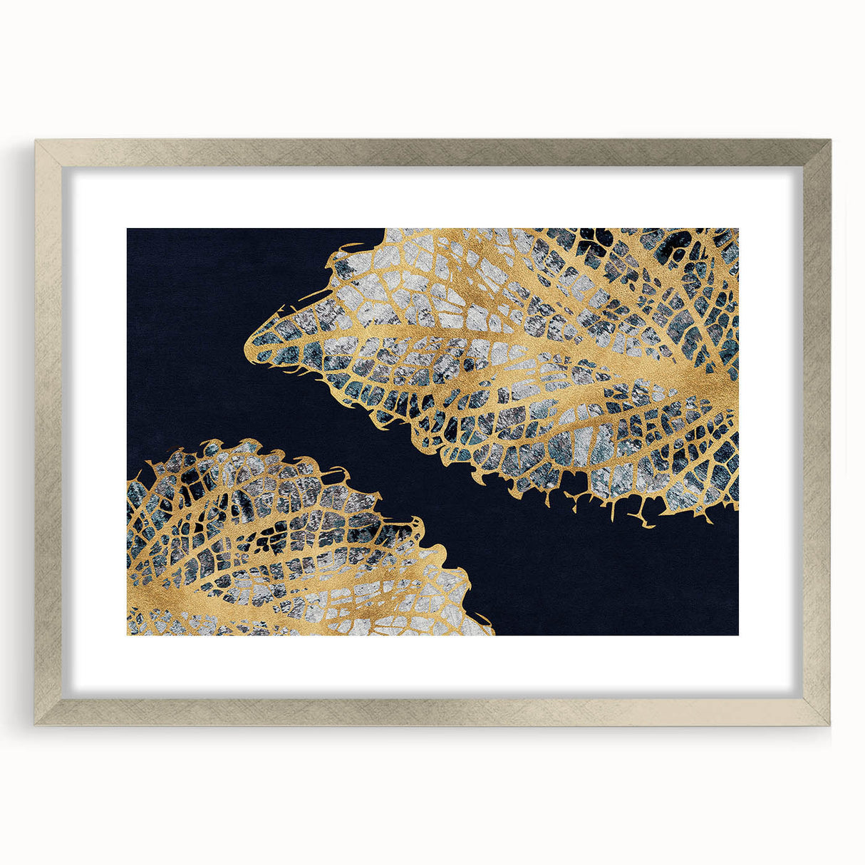 Abstract wall art design featuring intricate strokes and lines in muted tones, framed with a silver mat, perfect for modern decor and enhancing living spaces.