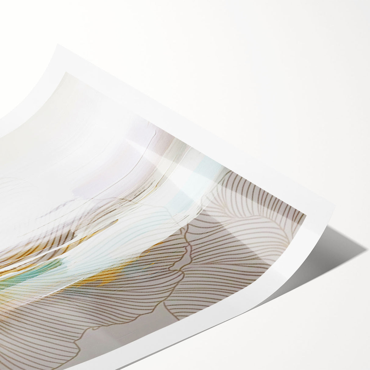 Abstract wall art print showcasing vibrant strokes and lines in a dynamic color palette, ideal for modern home decor and interior styling.